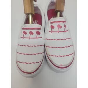 In-N-Out Burger Canvas Shoes MEN'S Size 7 Drink Cup Palm Trees Slip On White Red
